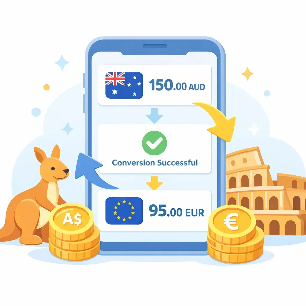 روش تبدیل دلار استرالیا (AUD) به یورو (€)